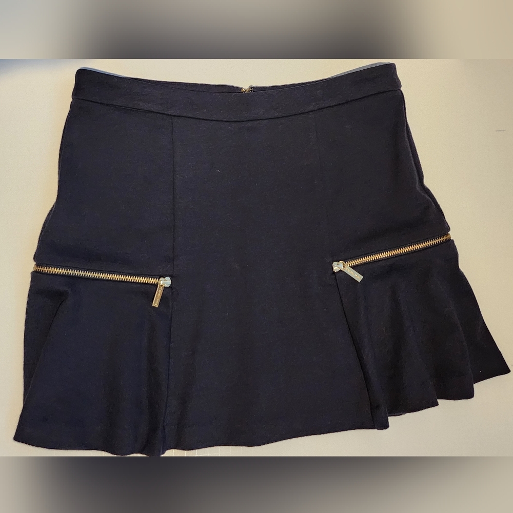 NWOT Elegant Michael Kors Dark Navy Blue Skirt with Zipper Accents